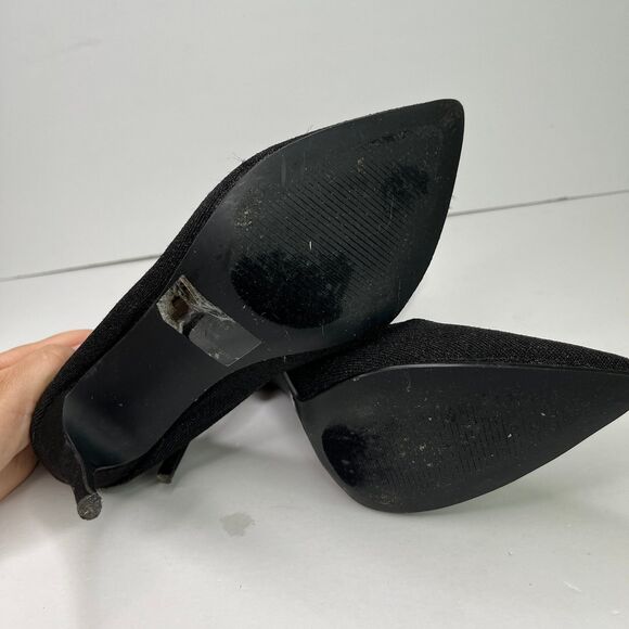 Women's Pointed Toe Stiletto Ankle Boots Slip On Stretch Booties Black Size 9.5 - Picture 9 of 12